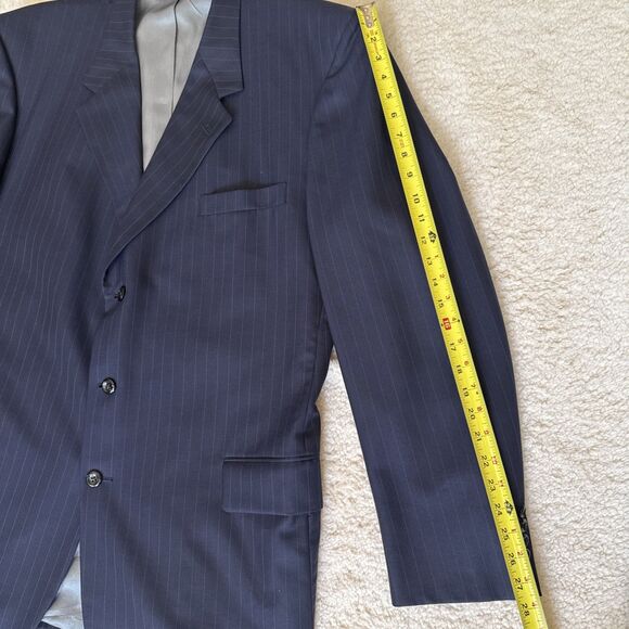Holland and Sherry Navy Pin Stripe Blazer Jacket Mens 48L - Picture 3 of 14